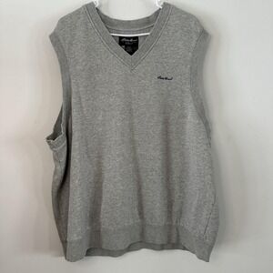 VTG Eddie Bauer Golf Vest Mens XXL Gray‎ Sleeveless V-Neck Cotton Blend Pullover